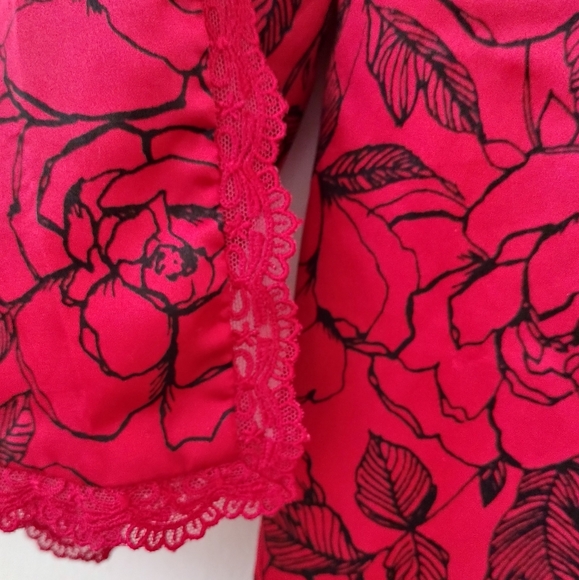 Vintage Delicates Woman Floral Red Roses Silky Lounge Y2K Robe 2X - Picture 4 of 4